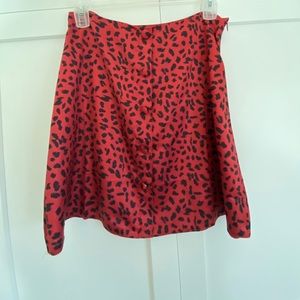 Nasty Gal Red Satin Cheetah Skirt